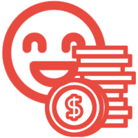 웃는 이모티콘과 동전 아이콘